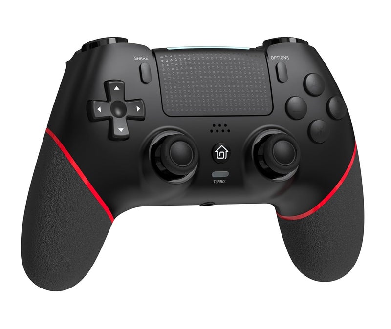 GAMFAMI Wireless Controller with Hall Joystick for PS4,Pro,Slim - Wireless Controller with Built-in Speakers/Precise Joysticks/Turbo/Advanced Buttons Programming, and 1000mAh Rechargeable Battery (Black Red) - Image 1
